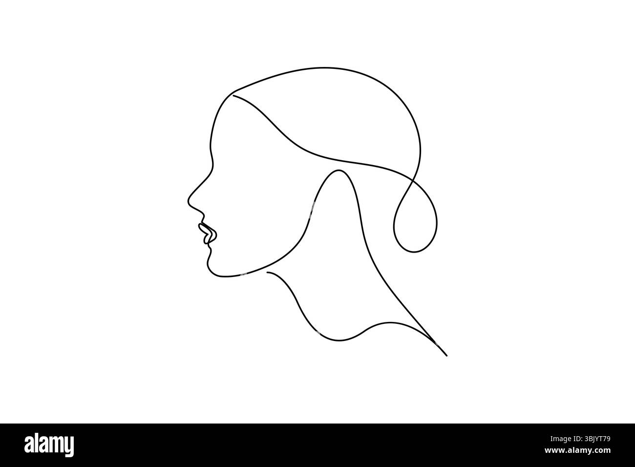 Profil de visage de femme continue d'une ligne dessinant style minimaliste illustration de contour isolé Illustration de Vecteur