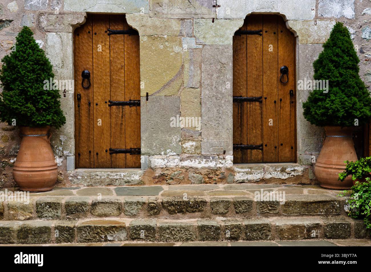 Porte traditionnelle en bois d'un ancien bâtiment Banque D'Images