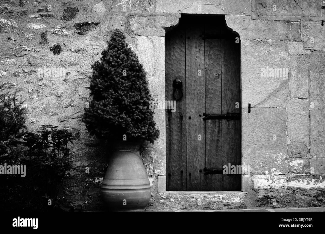 Porte traditionnelle en bois d'un ancien bâtiment Banque D'Images