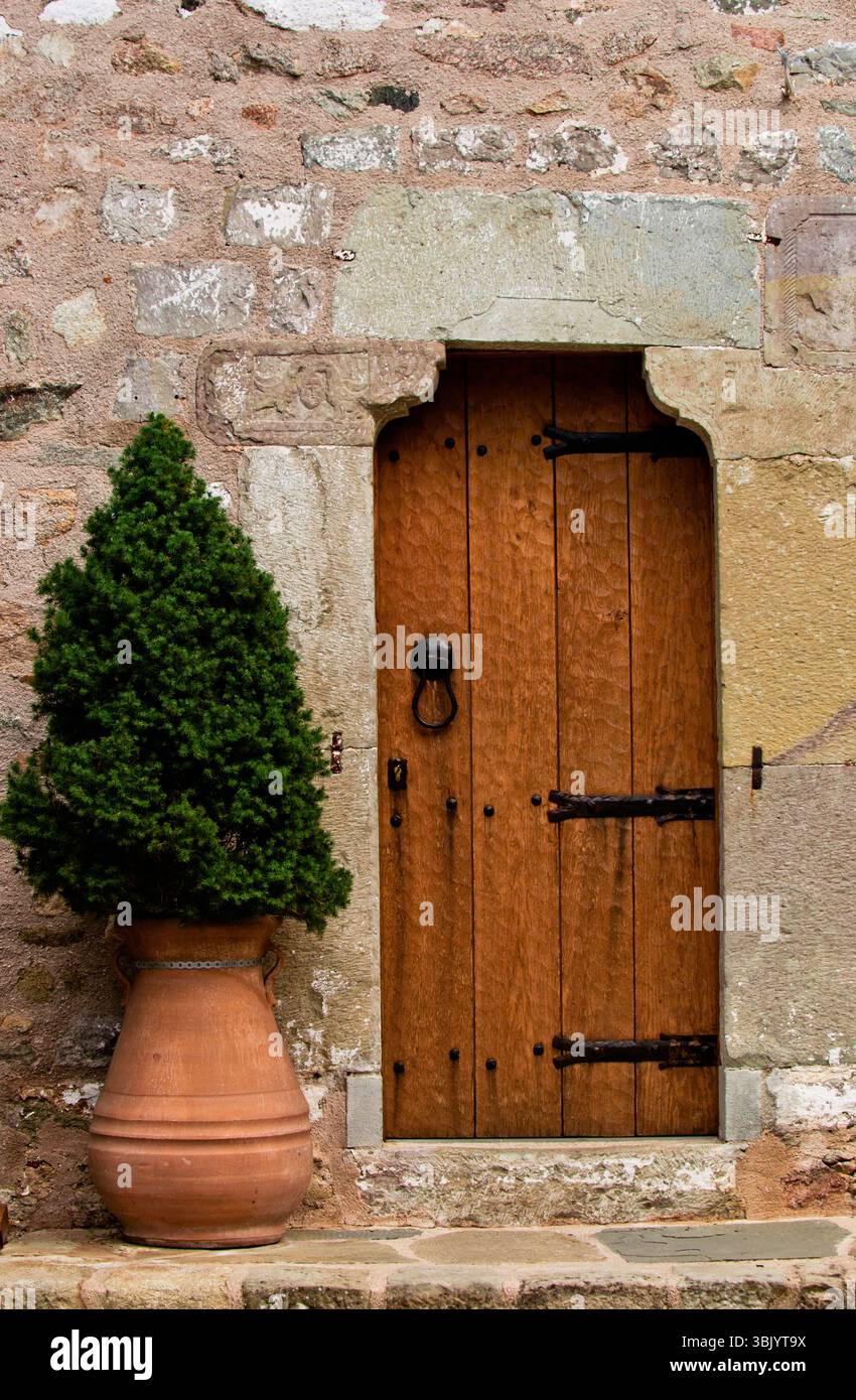 Porte traditionnelle en bois d'un ancien bâtiment Banque D'Images