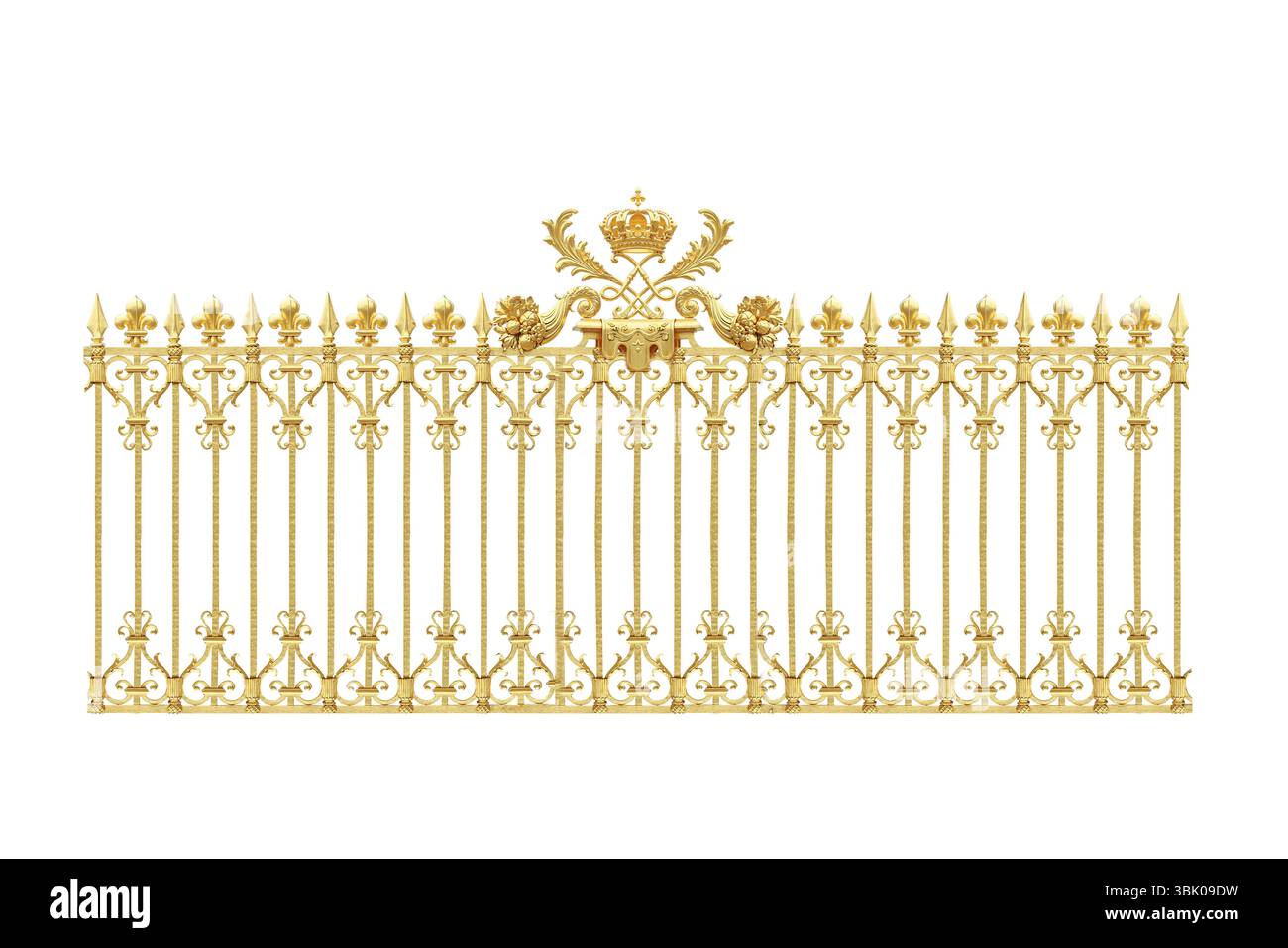 Portes dorées au château de Versailles, france, isolé sur fond blanc Banque D'Images