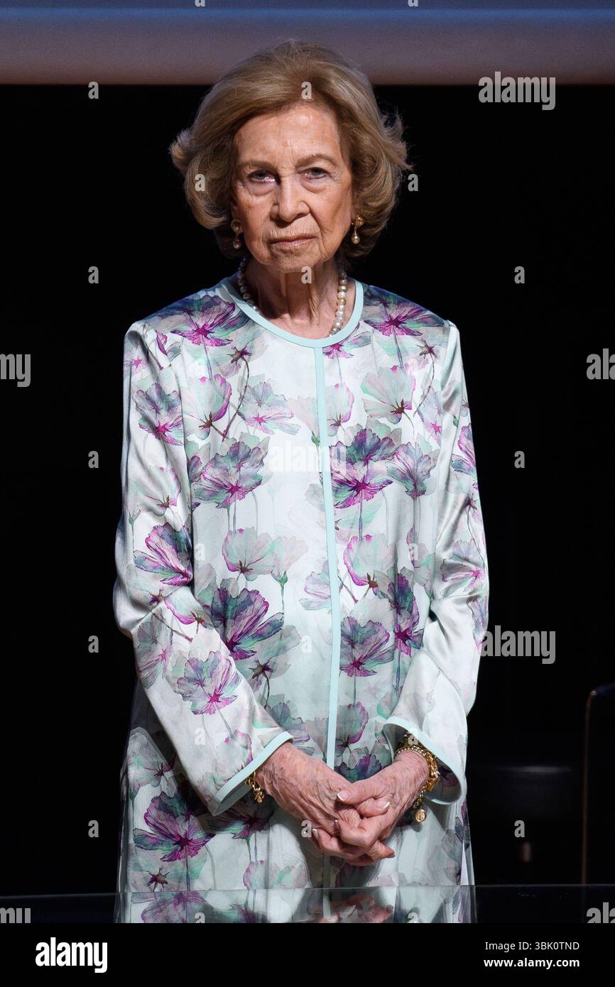 Reine Sofia d'Espagne lors de la cérémonie de clôture des cours à l'École de musique Reina Sofia au Musée Reina Sofia de Madrid le 17 juin 202 Banque D'Images