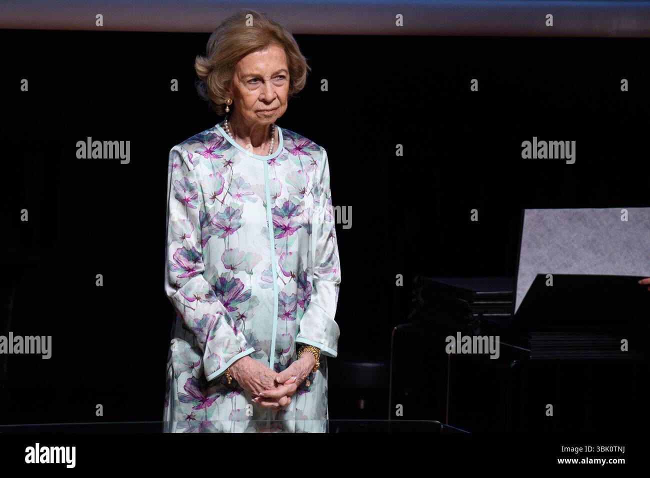 Reine Sofia d'Espagne lors de la cérémonie de clôture des cours à l'École de musique Reina Sofia au Musée Reina Sofia de Madrid le 17 juin 202 Banque D'Images
