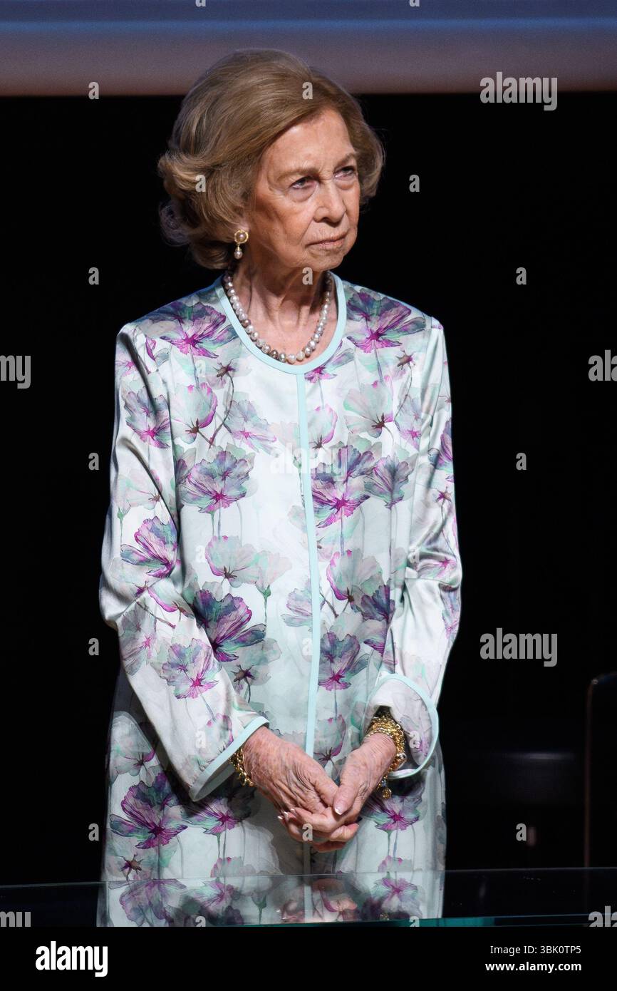 Reine Sofia d'Espagne lors de la cérémonie de clôture des cours à l'École de musique Reina Sofia au Musée Reina Sofia de Madrid le 17 juin 202 Banque D'Images