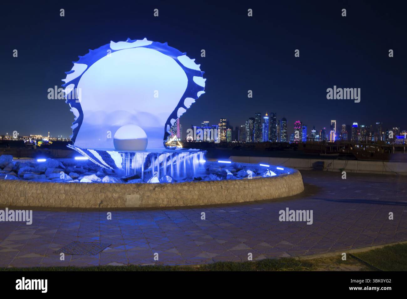 Huître avec perle, Monument, Monument, Skyline, Doha, Qatar, Orient, moyen-Orient, Asie Banque D'Images