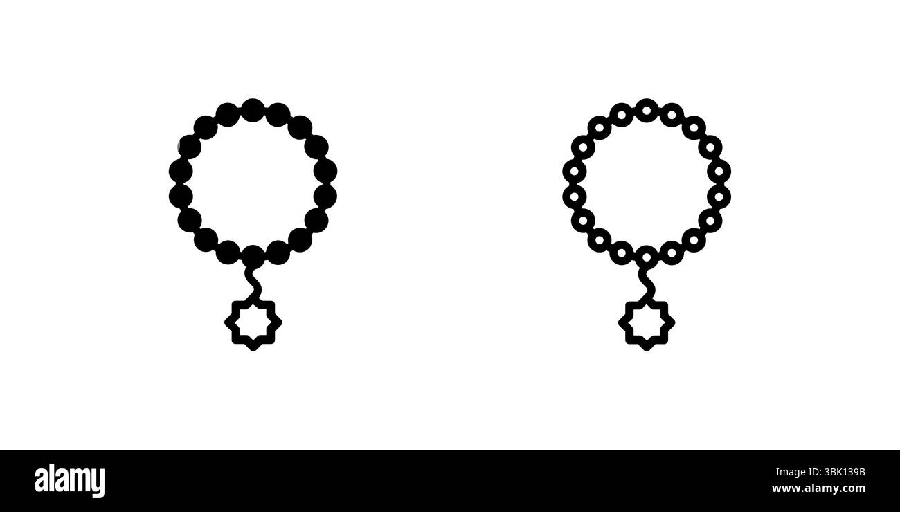 Icône de perles de prière utilisée pour le souvenir (dhikr) pendant le Ramadan. Illustration de Vecteur