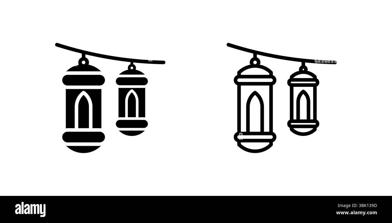 Icône de lanternes islamiques, couramment utilisé pendant le Ramadan comme décoration. Illustration de Vecteur