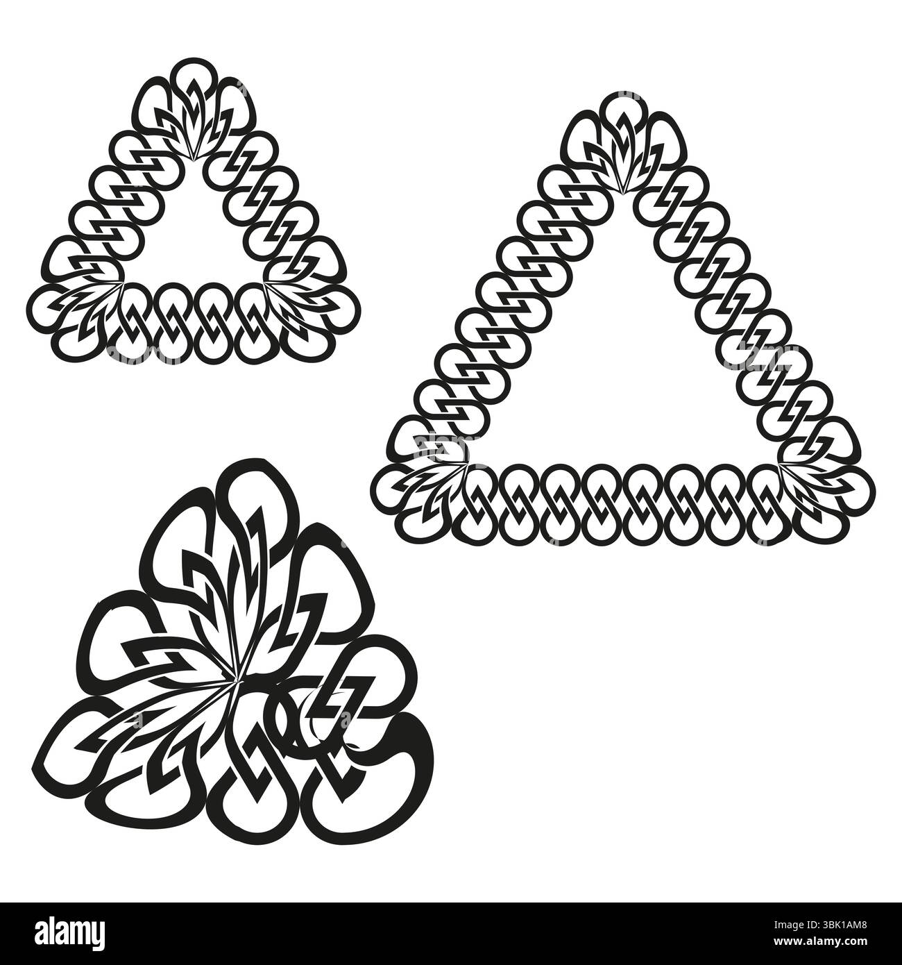 Grappe en forme de triangle. Groupe de figures abstraites. Vecteur de forme géométrique. Contour noir. Illustration de Vecteur