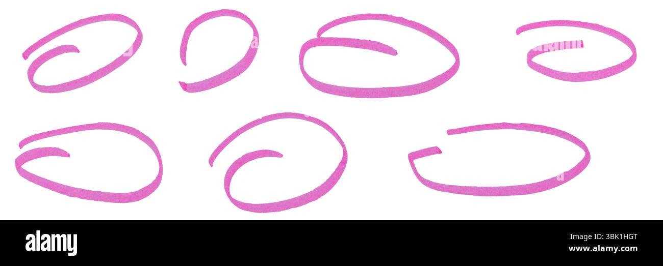 Jeu de formes ovales roses dessinées à la main Banque D'Images