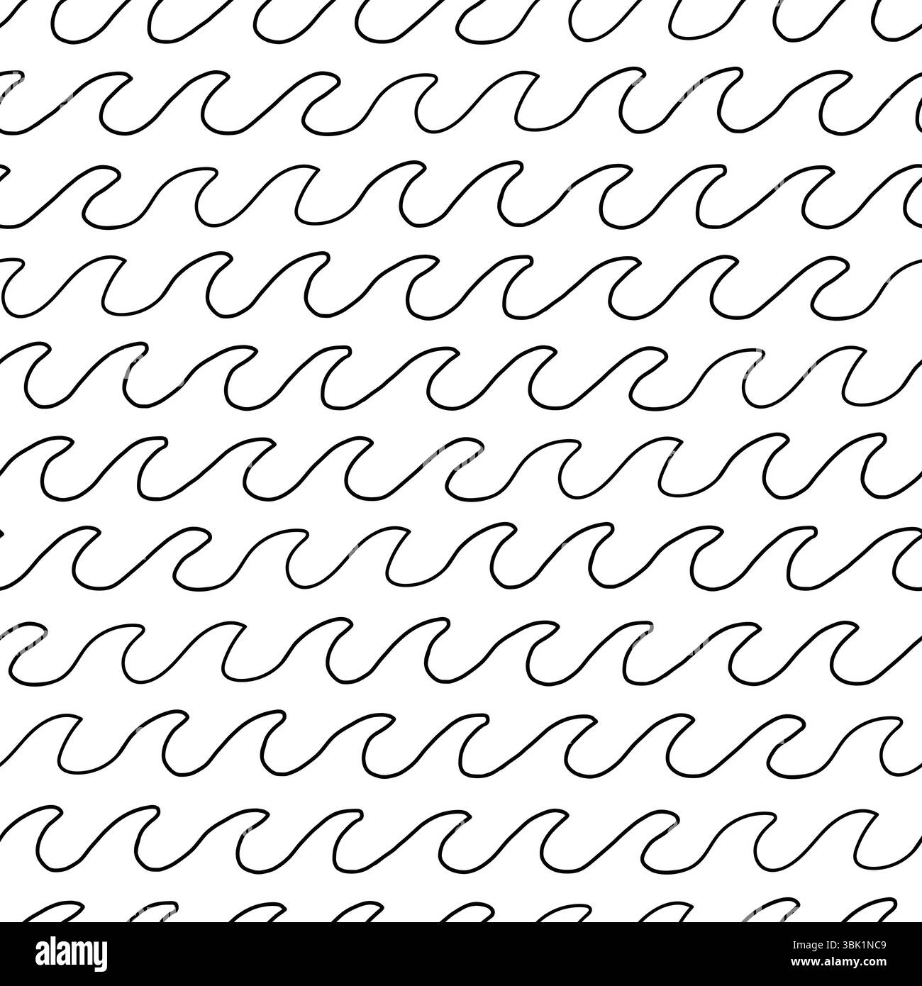 Un motif sans couture de lignes de vagues lisses dessinées à la main dans un rythme doux et fluide. Illustration de Vecteur