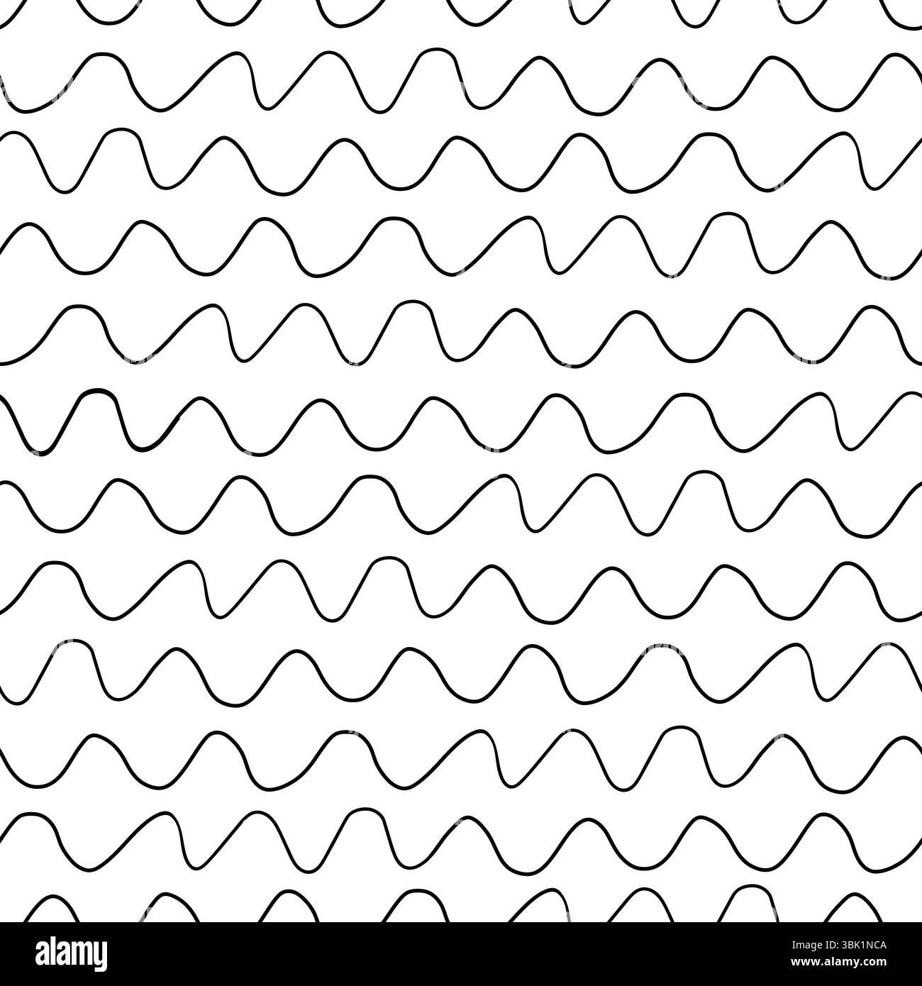 Un motif sans couture de lignes noires ondulées sur un fond blanc. Illustration de Vecteur
