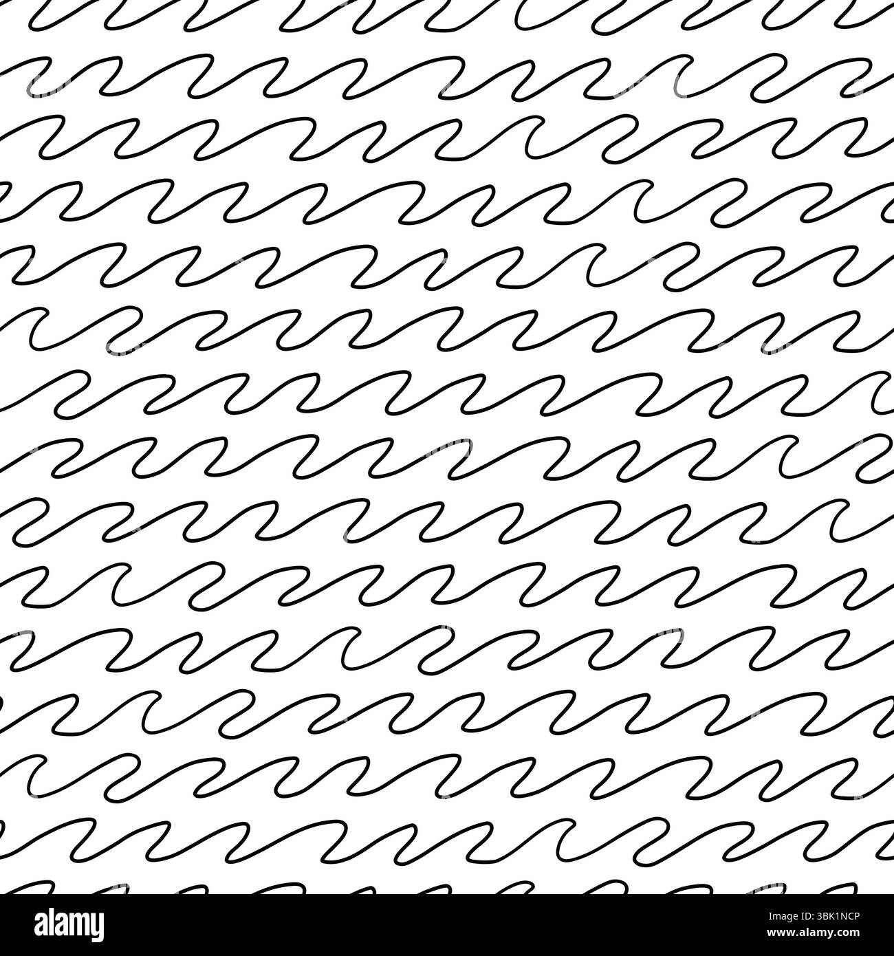 Un motif minimal sans couture de lignes d'ondes noires coulantes sur un fond blanc. Illustration de Vecteur
