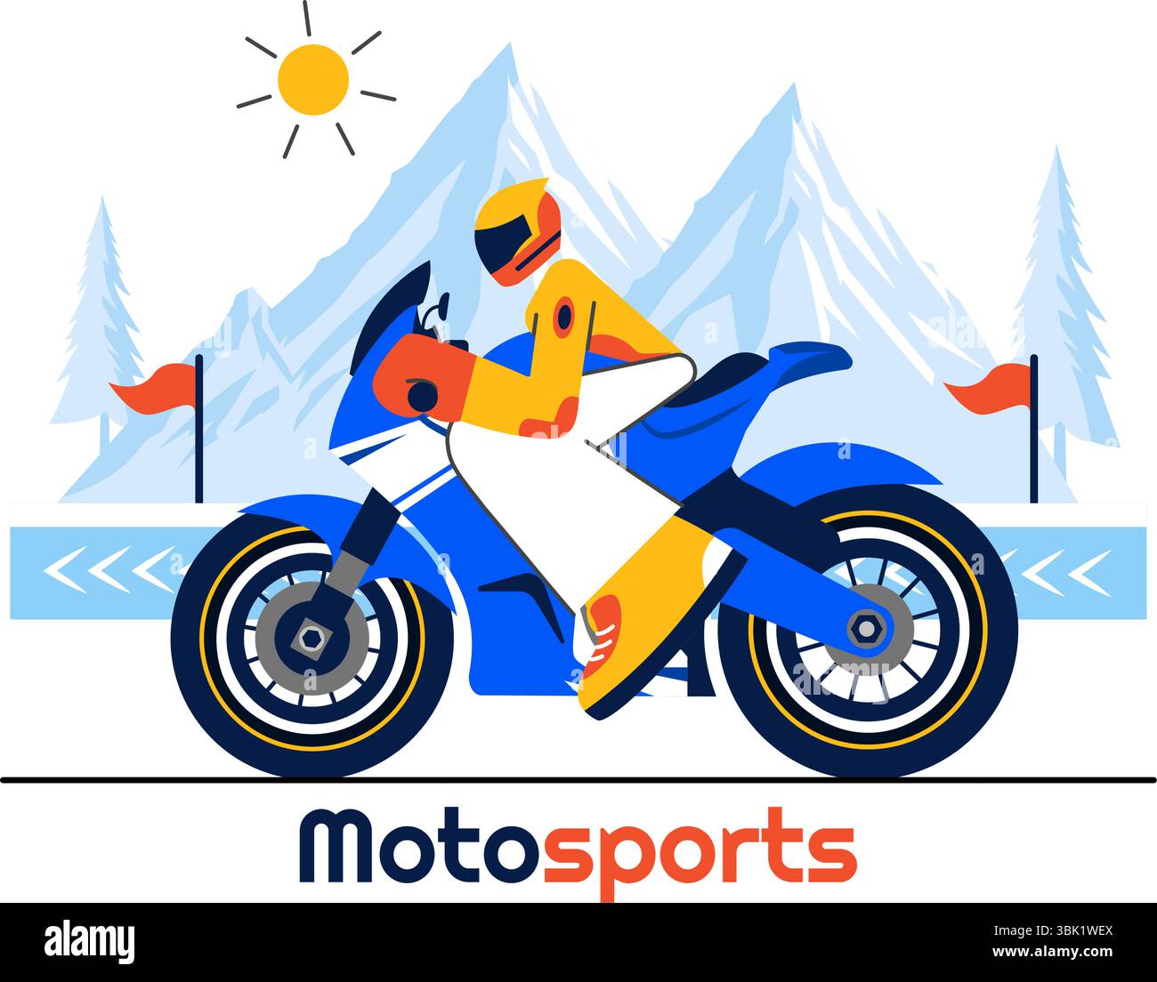 Racing Motorsport Speed Bike illustration vectorielle mettant en vedette un cavalier dans les vêtements de sport et l'équipement de sécurité pendant un championnat ou une compétition Illustration de Vecteur
