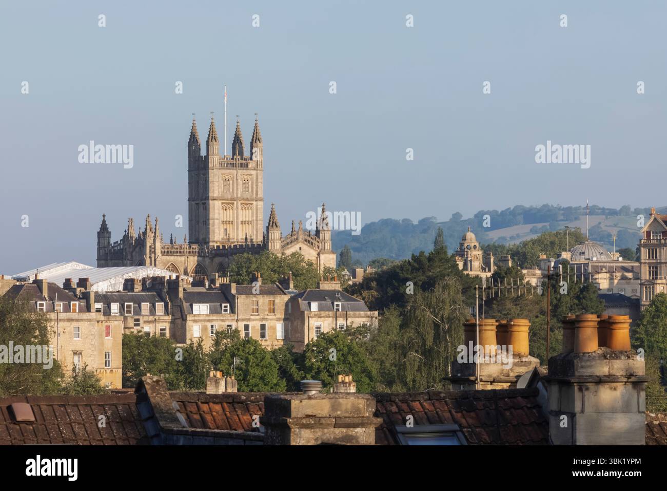 Angleterre, Somerset, Bath, abbaye de Bath et Skyline de la ville Banque D'Images