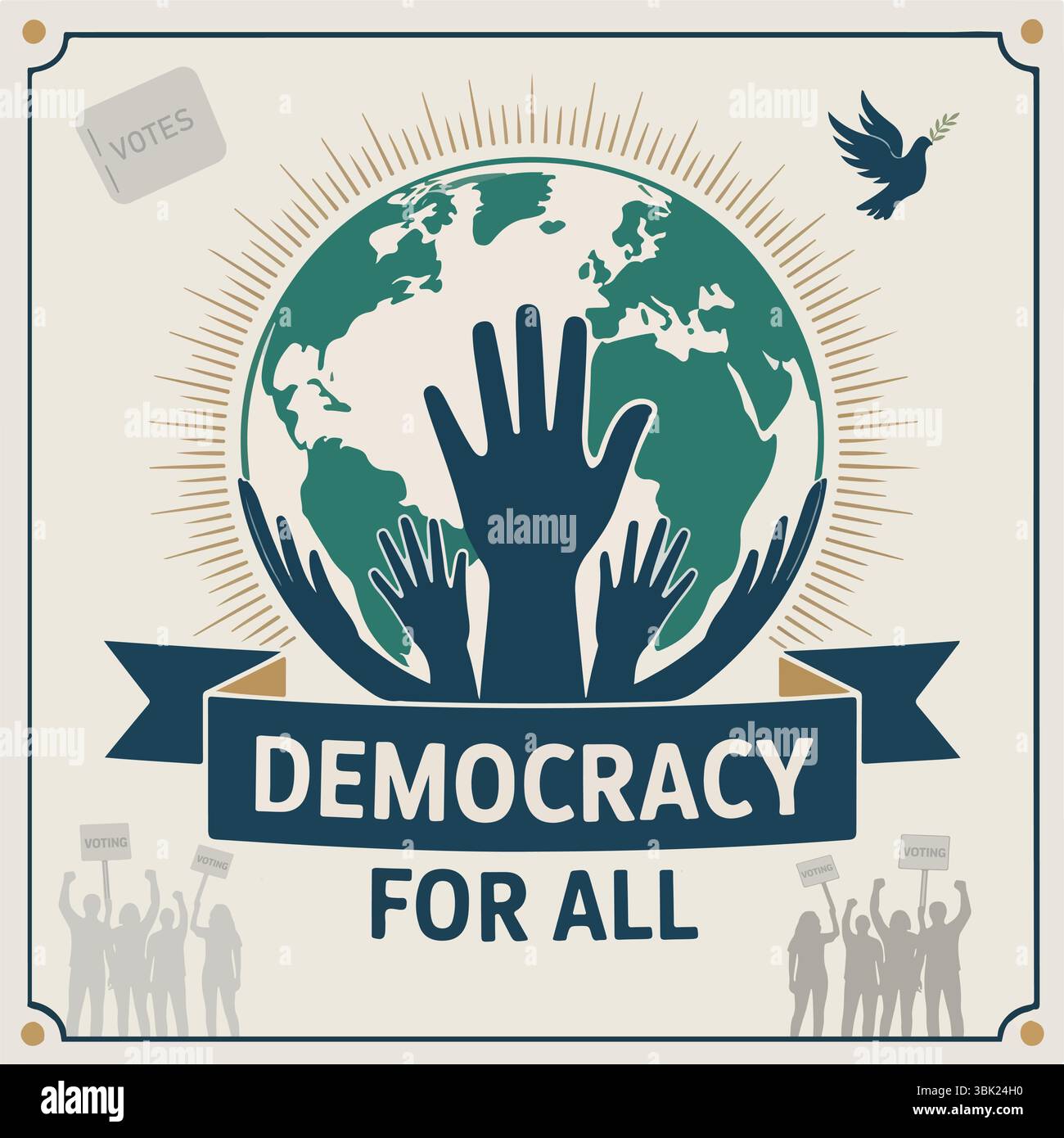 Affiche sur l'égalité de vote pour la démocratie mondiale Illustration de Vecteur
