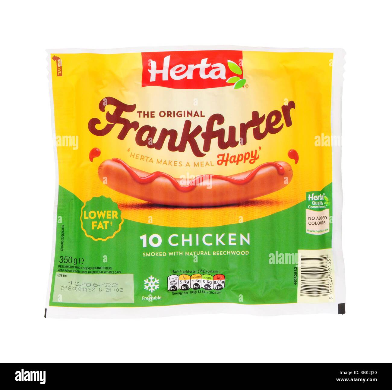 Saucisses de Francfort au poulet Herta fumé avec du bois de hêtre naturel dans un paquet de dix Banque D'Images