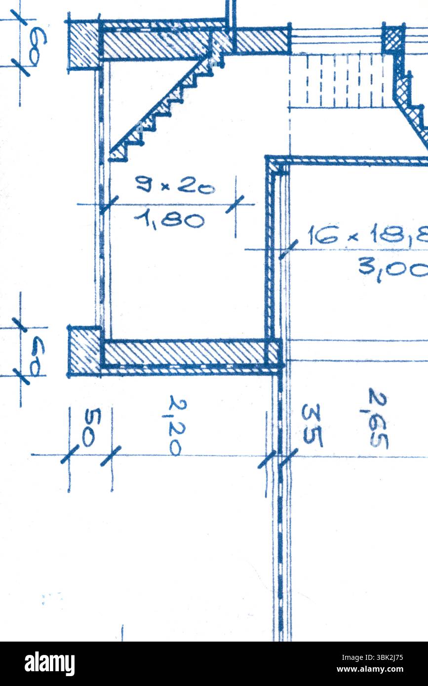 La partie d'un projet architectural en gros plan Banque D'Images