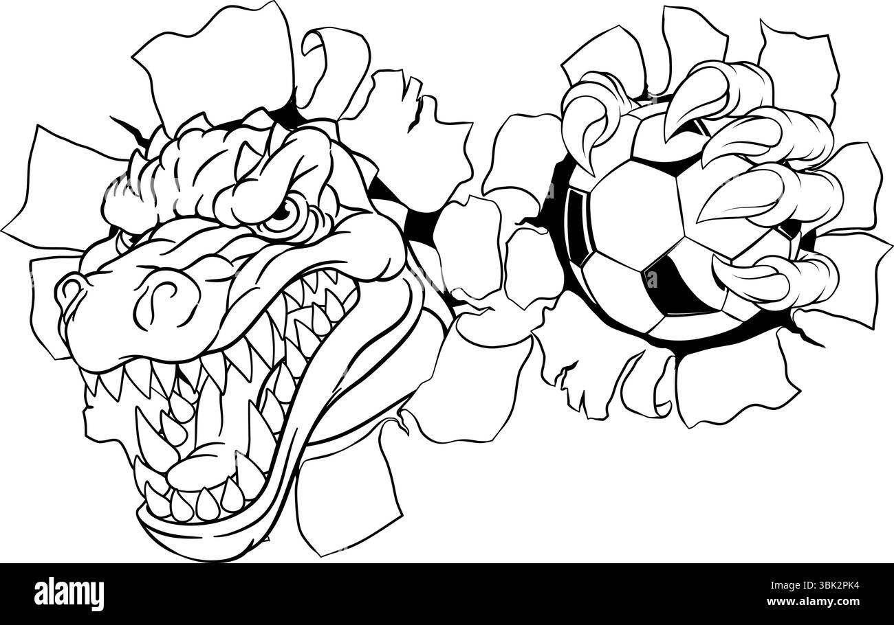 Crocodile Dinosaur Alligator Soccer Mascot Illustration de Vecteur