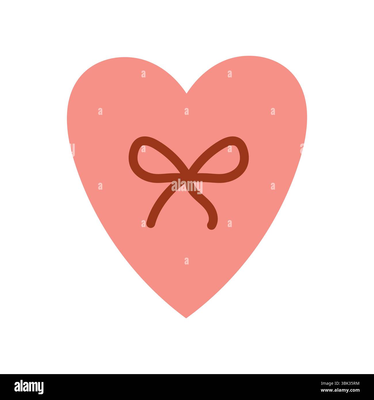 Forme de coeur boho mignon en rose doux avec un noeud noué au centre. Idéal pour les designs à thème d'amour ou les enfants accueillis Illustration de Vecteur