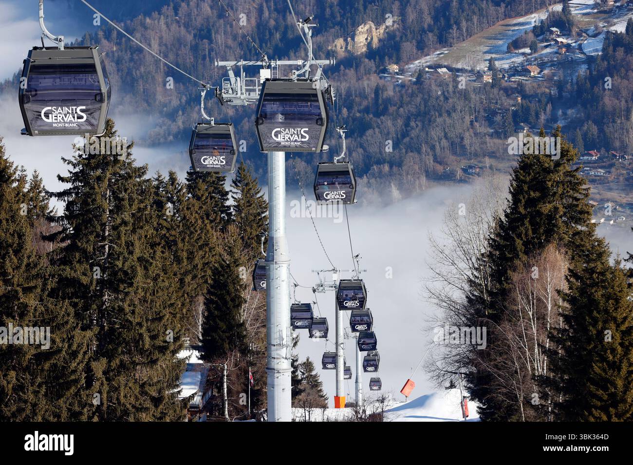 Le nouveau téléphérique Alpin relie Saint Gervais au Bettex. Sports d'hiver. Saint Gervais. France. Banque D'Images