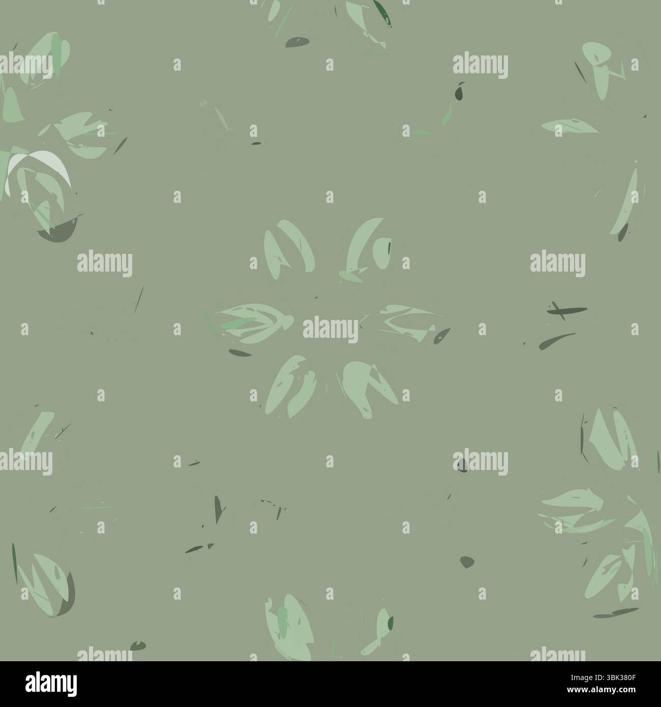 Motif plat vert sauge avec des coups de pinceau à la menthe et à la feuille foncée, ainsi que des taches et des marques Banque D'Images