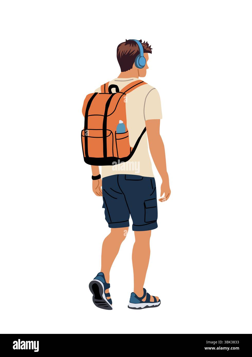 Jeune homme dans des vêtements de sport d'été avec sac à dos Illustration de Vecteur