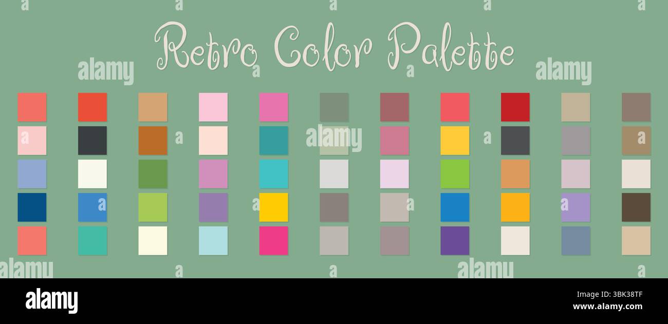 palette de couleurs rétro avec des nuances harmonieuses illustration vectorielle plate. Illustration de Vecteur