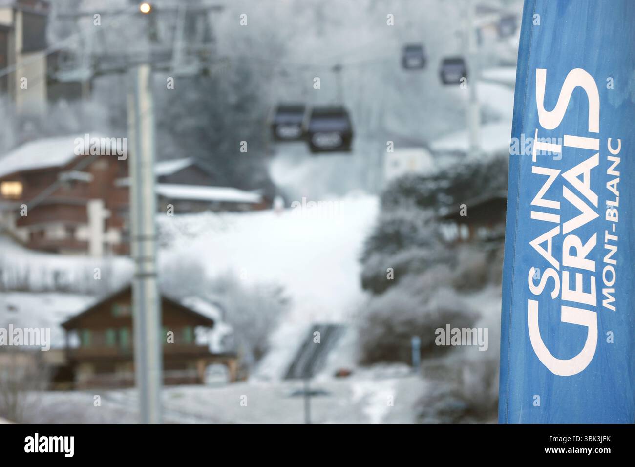 Le nouveau téléphérique Alpin relie Saint Gervais au Bettex. Sports d'hiver. Saint Gervais. France. Banque D'Images