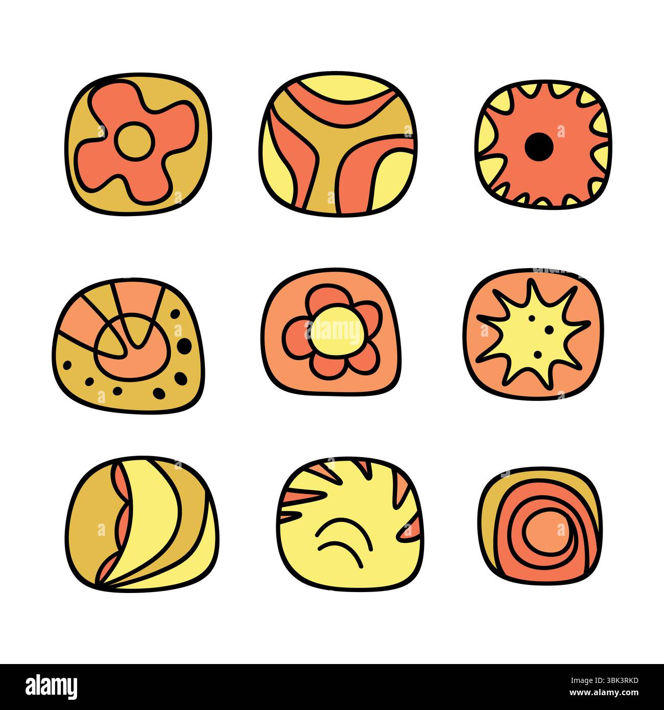 Icône de l'art aborigène géométrique. Décoration ethnique tribale arrondie. Afican, motiph. australien. Peinture de points. Illustration vectorielle, modèle pour Illustration de Vecteur