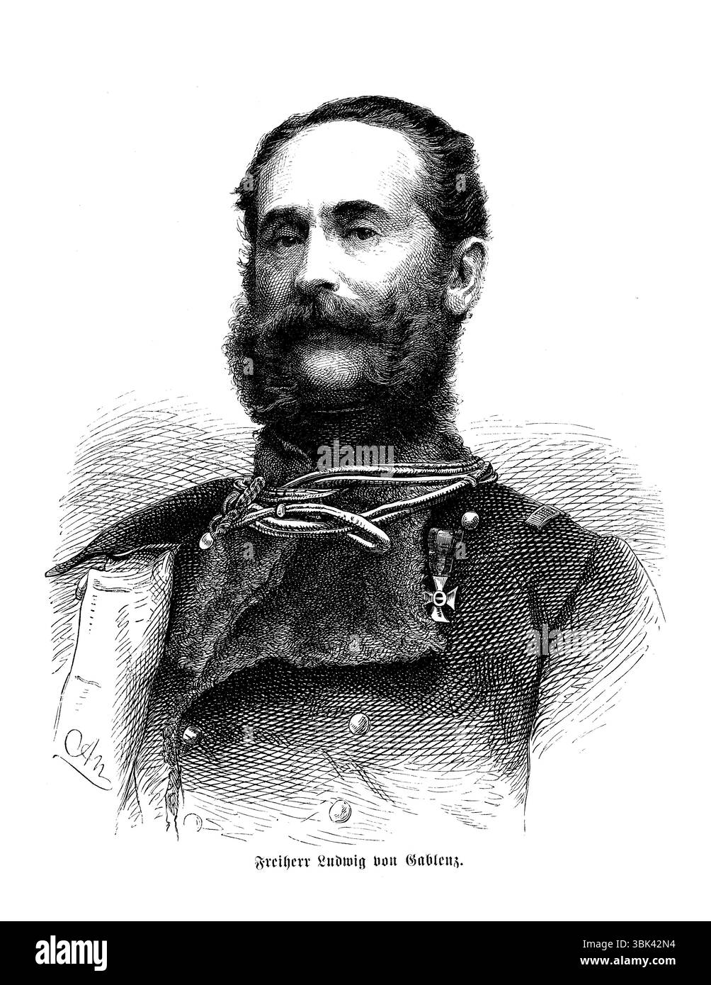 Ludwig Karl Wilhelm Freiherr von Gablenz (1814-1874) général autrichien né en Allemagne à Iéna d'une famille noble, illustration du XIXe siècle Banque D'Images