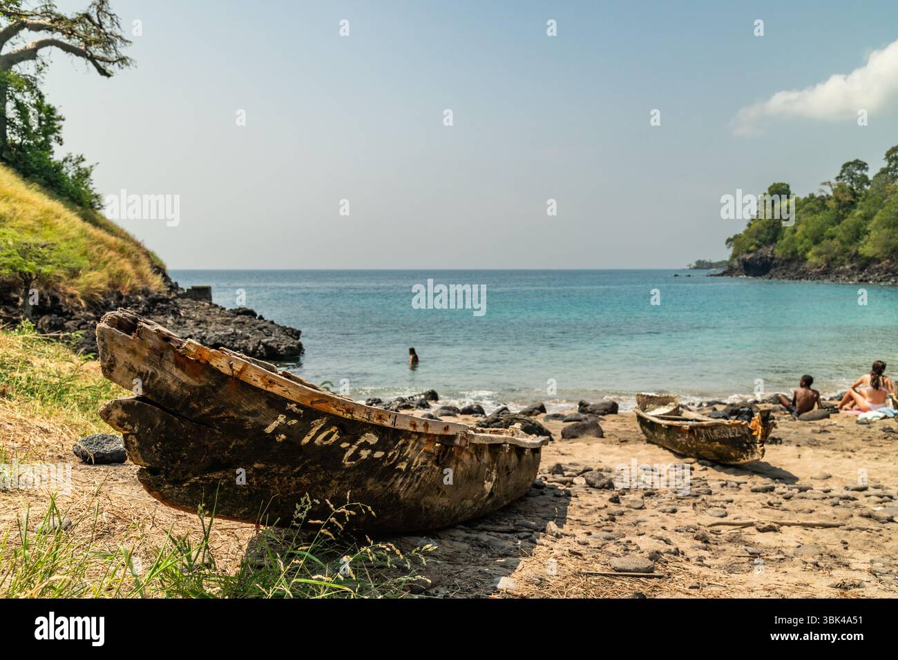Vues de et depuis Lagoa Azul à Sao Tomé Banque D'Images
