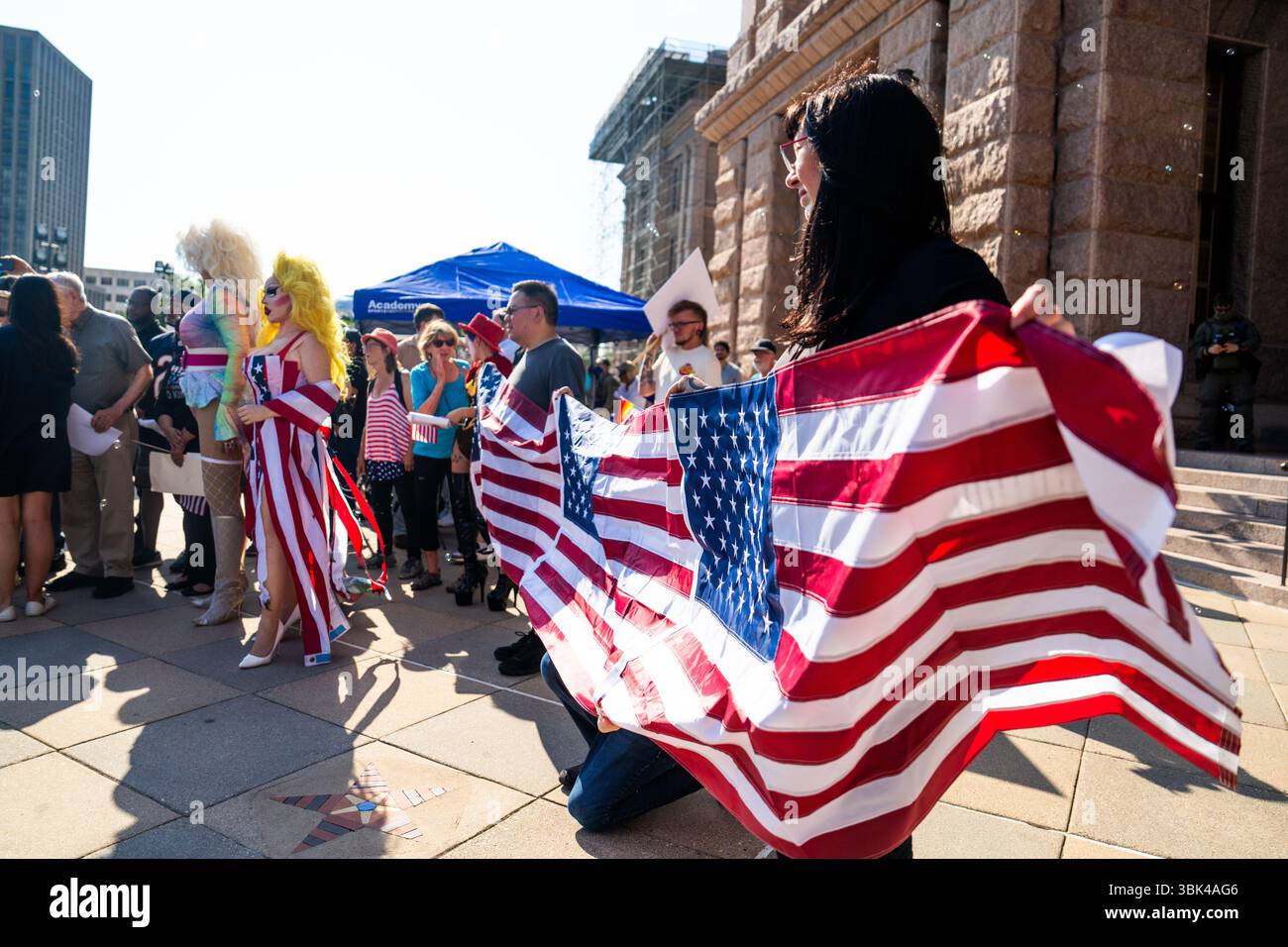 Austin, États-Unis. 14 juin 2025. Rassemblement de protestation "No Kings" au Capitole du Texas, 16 juin 2025, Austin, TX, USA (photo de Violeta Alvarez/Sipa USA) crédit : Sipa USA/Alamy Live News Banque D'Images