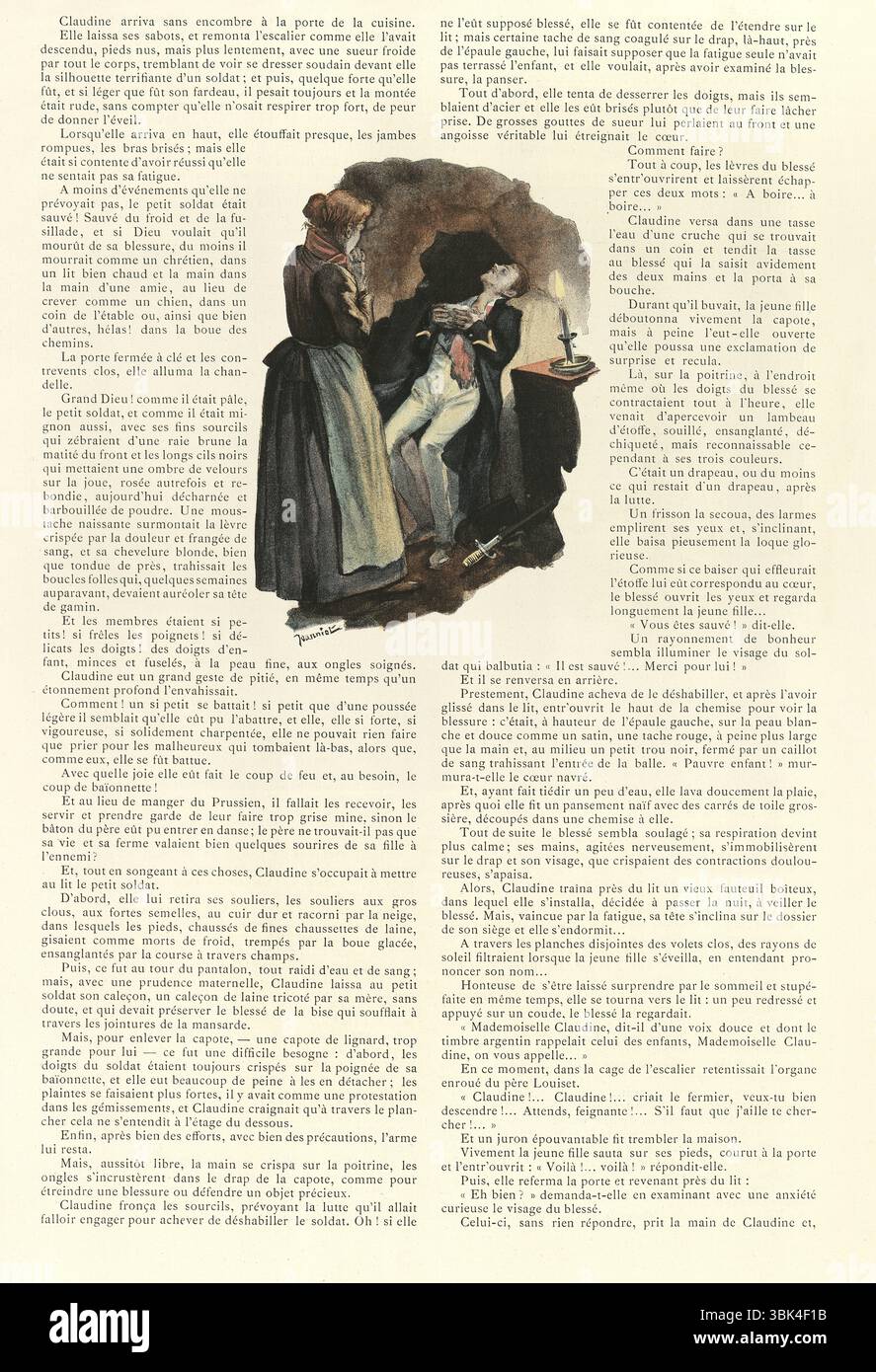 Femme aidant un soldat blessé, 19ème siècle, victorien, illustration vintage, années 1890, scne de pour le Draoeau de G. le Faure Banque D'Images Femme aidant un soldat blessé, 19ème siècle, victorien, illustration vintage, années 1890, scne de pour le Draoeau de G. le Faure Banque D'Images