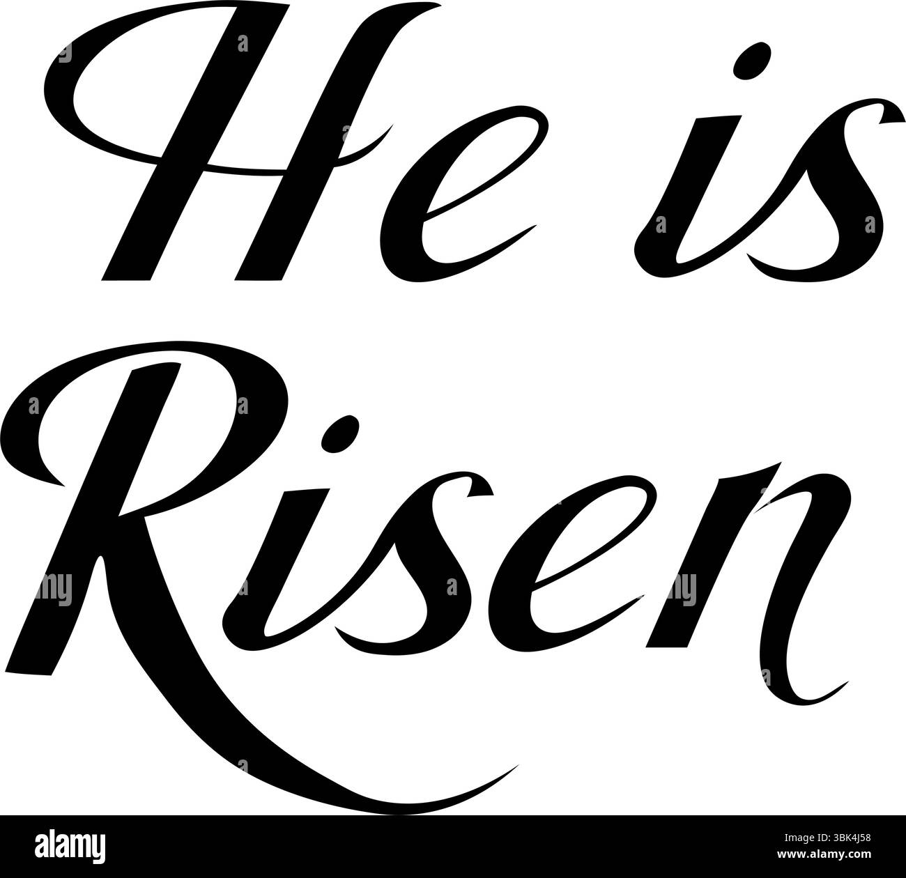 Il est ressuscité. Lettrage calligraphique dessiné à la main pour les vacances de Pâques. Concept de carte religieuse chrétienne. Illustration vectorielle Illustration de Vecteur