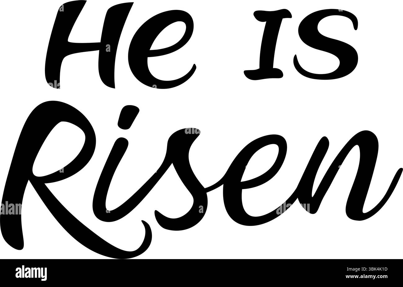 Il est ressuscité. Lettrage calligraphique dessiné à la main pour les vacances de Pâques. Concept de carte religieuse chrétienne. Illustration vectorielle Illustration de Vecteur