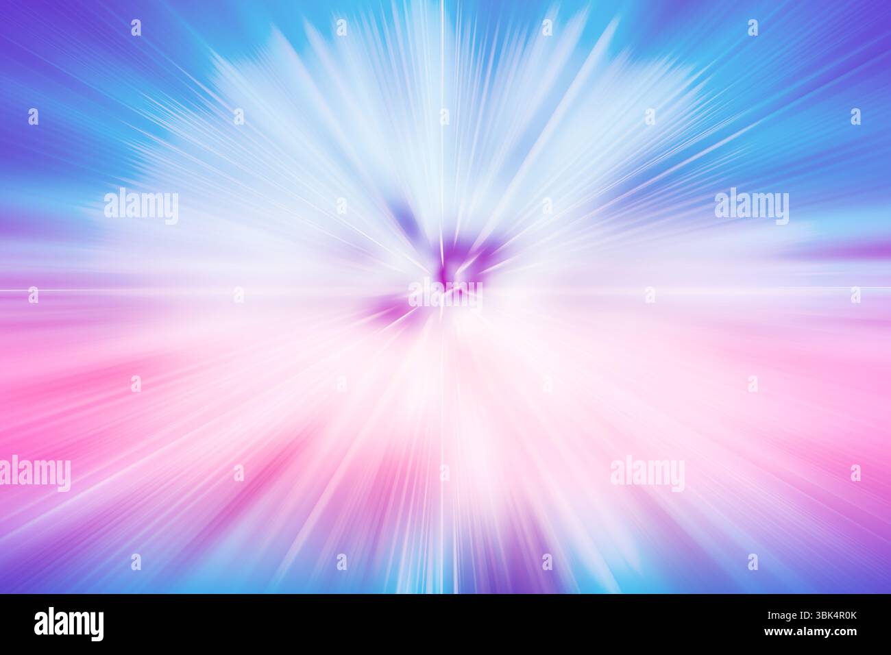 Les rayons de lumière pastel abstraits éclatent vers l'extérieur dans un design plat, créant une lueur radiale éthérée Banque D'Images