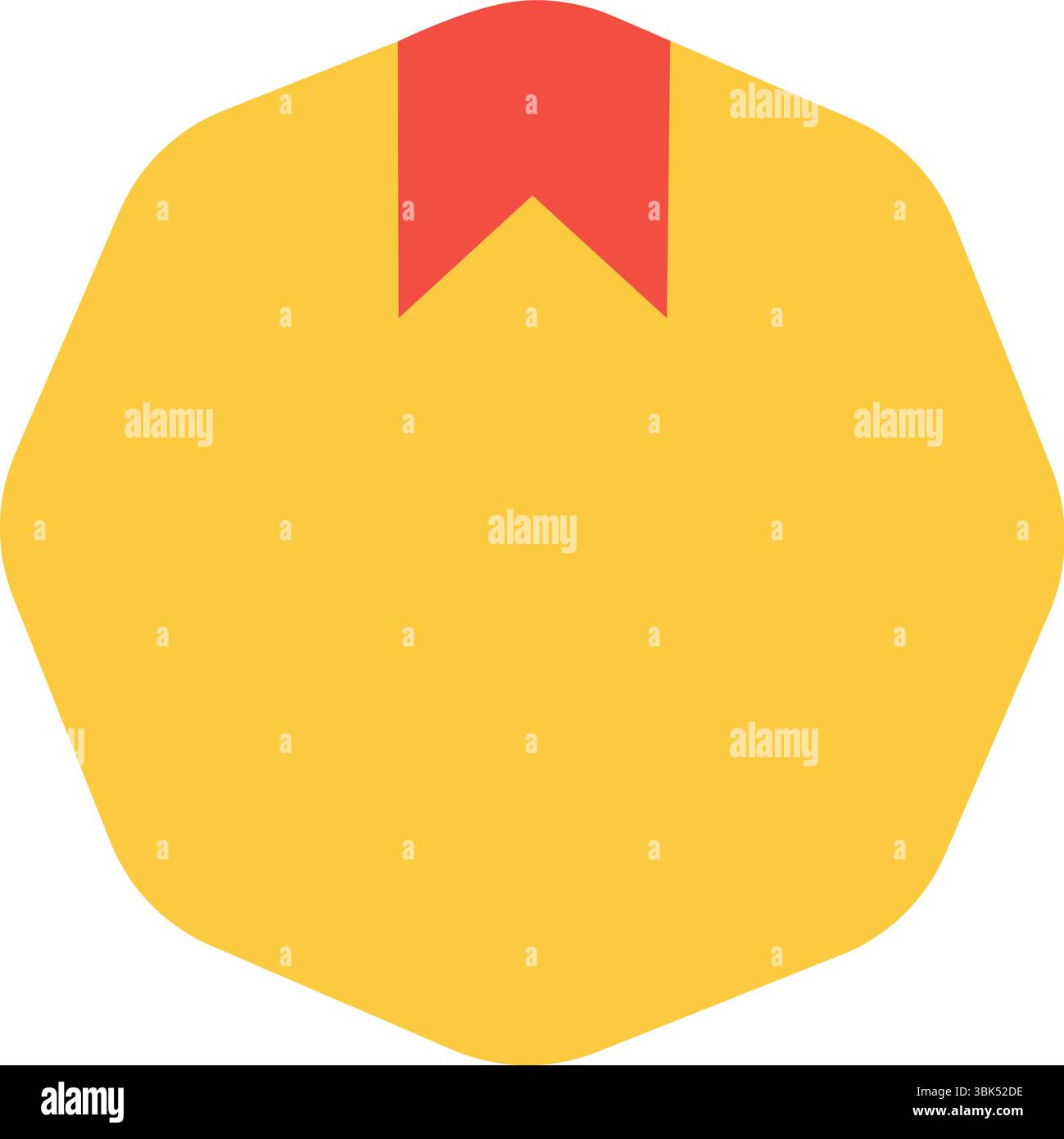 Badge de cercle jaune avec vecteur de bannière de ruban rouge isolé sur fond blanc Illustration de Vecteur