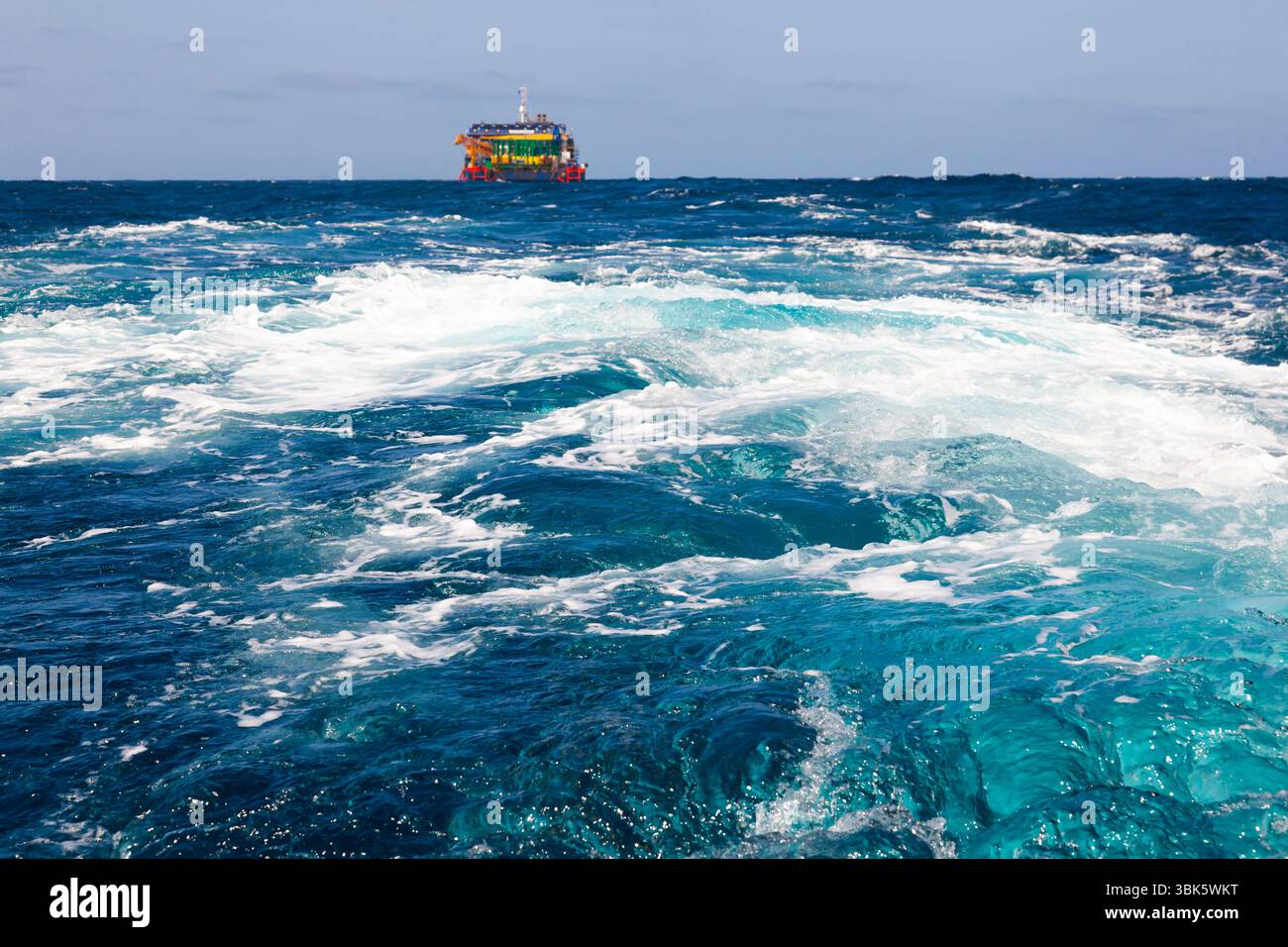 Grue flottante en pleine mer. Banque D'Images