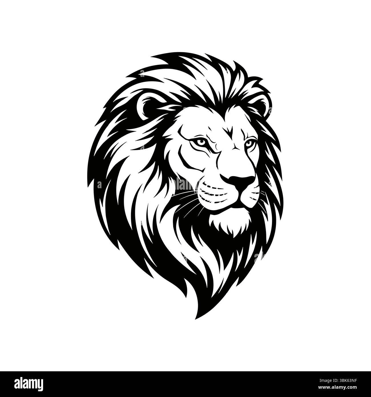 Illustration d'art de silhouette de vecteur de tête de lion mâle sur fond blanc Illustration de Vecteur