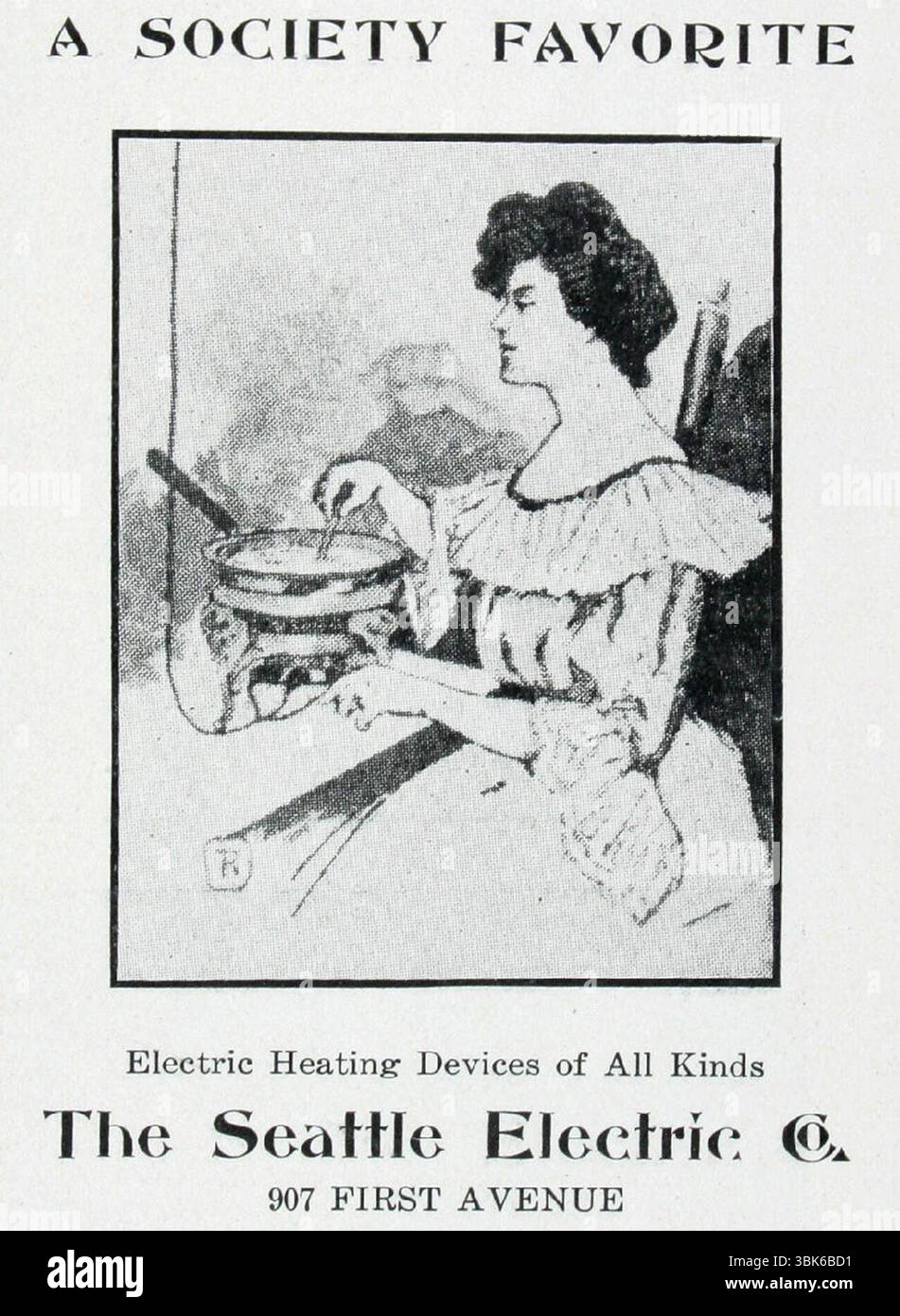 1906 Seattle Electric Company. Appareils de chauffage électriques de toutes sortes publicité Banque D'Images