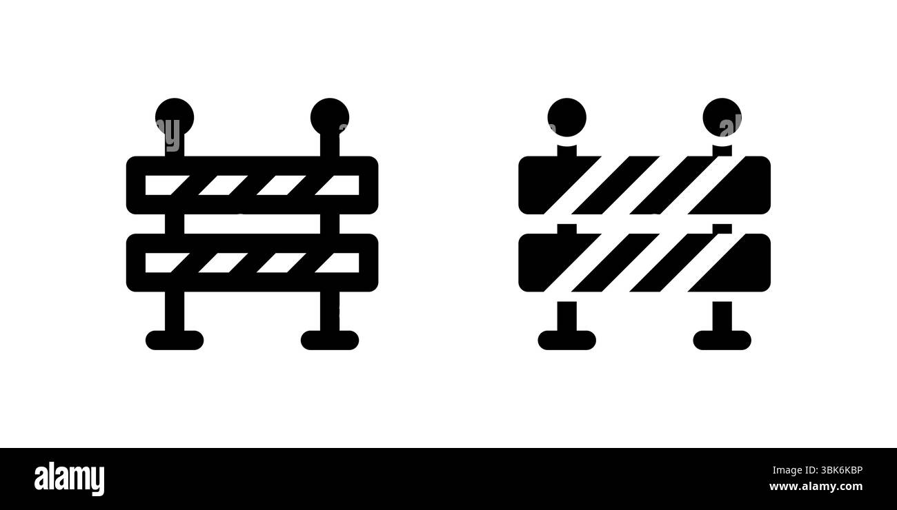 Icône de barrière routière utilisée pour indiquer les zones de construction, les blocs de sécurité ou le contrôle de la circulation. Illustration de Vecteur