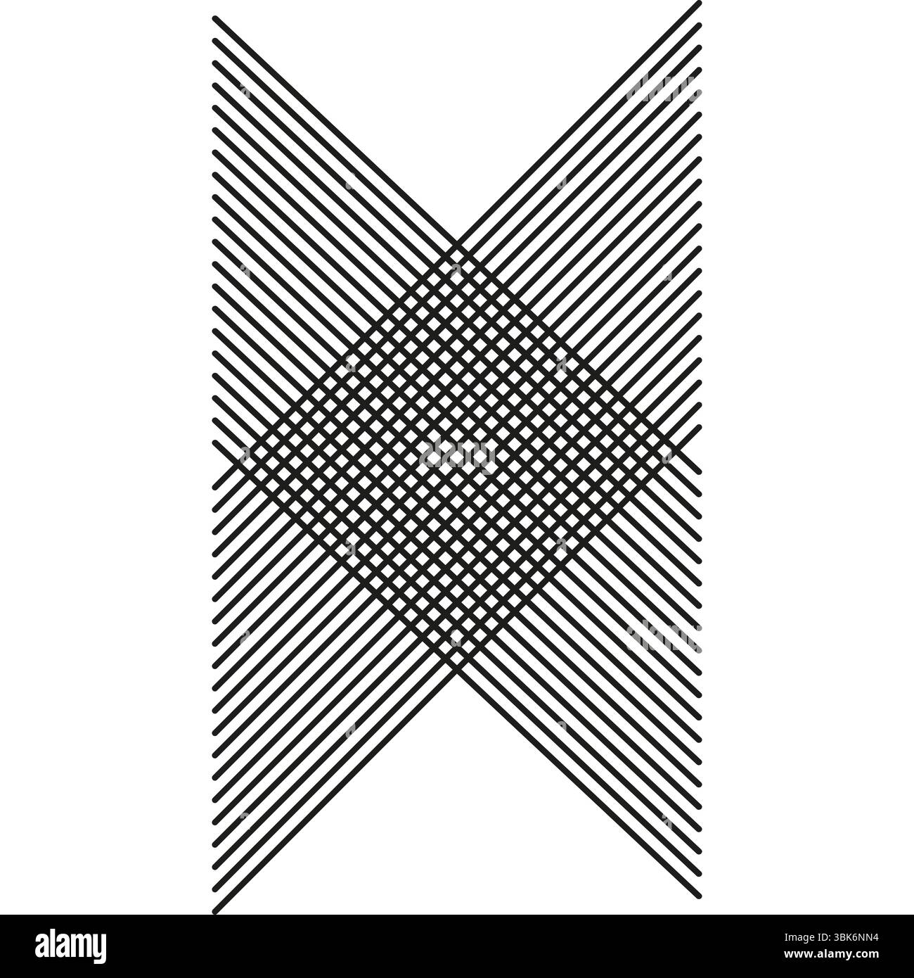 Tissage en ligne mince. Croix abstraite vectorielle. Géométrie noir blanc. Motif de bande optique. Illustration de Vecteur