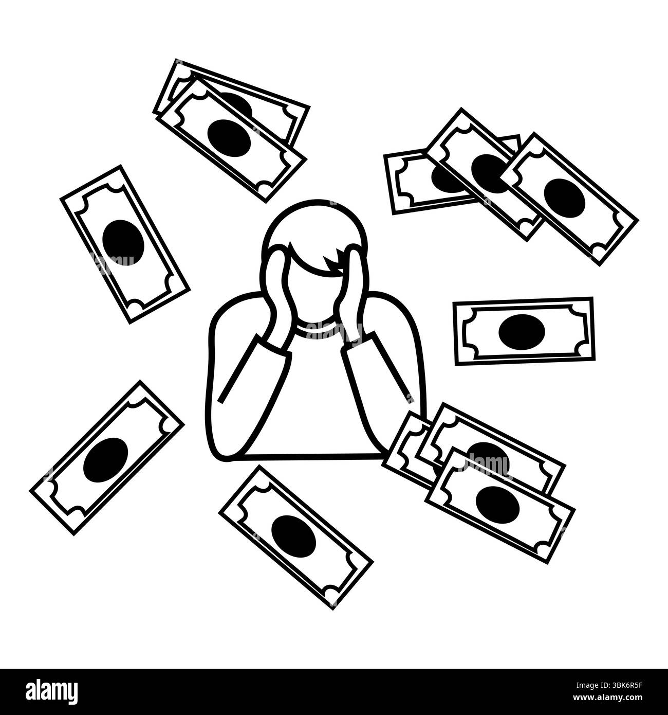 Chute des factures d'argent. Concept de réussite financière. Symbole de prospérité de la richesse. Graphique vectoriel d'abondance. Illustration de Vecteur