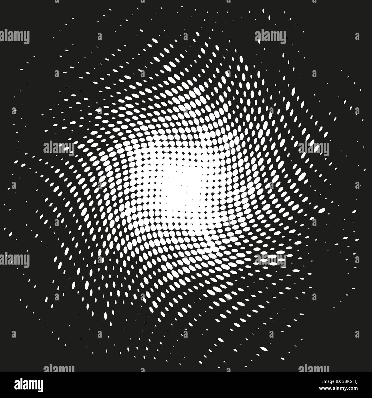 Vecteur de tourbillon demi-ton. Forme de tourbillon pointillé. Abstrait noir blanc. Motif d'onde torsadée. Illustration de Vecteur