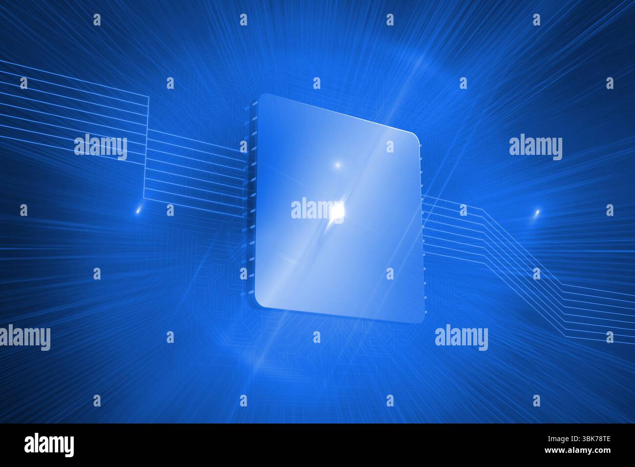 Carré brillant sur fond bleu Banque D'Images