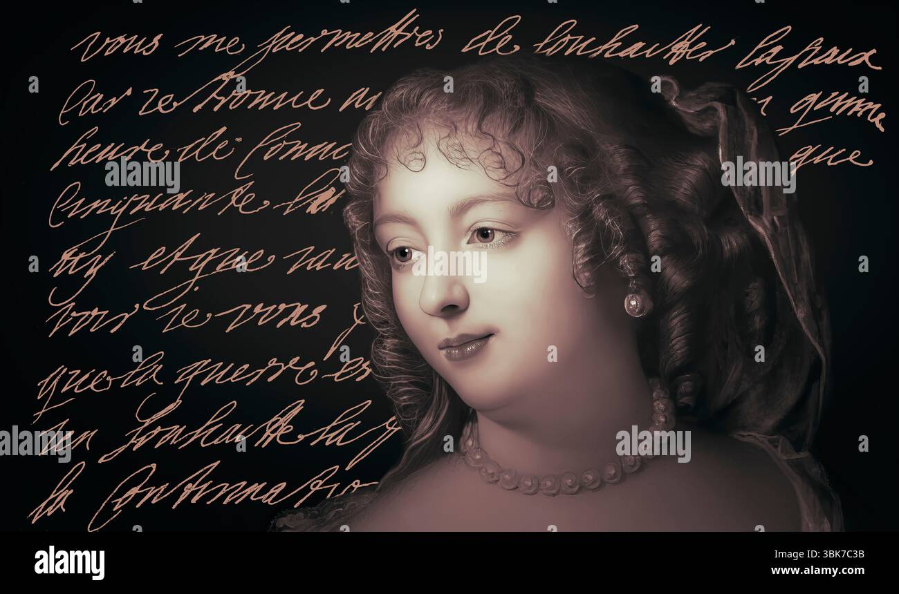 Marie de Rabutin-Chantal, marquise de Sévigné, également connue sous le nom de Madame de Sévigné ou Madame de Sévigné, aristocrate française, éditée numériquement d'après Marie victoire Jaquotot Banque D'Images