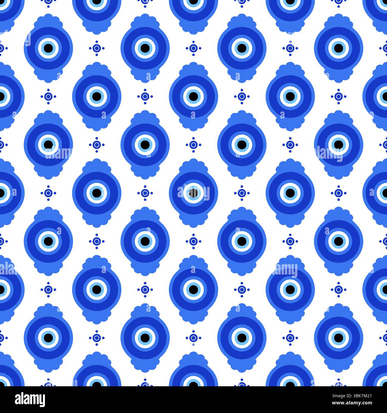 Motif mauvais oeil sans couture. Perle bleue grecque et turque traditionnelle. Vecteur de fond magique avec nazar ethnique - symbole de protection et de chance Illustration de Vecteur