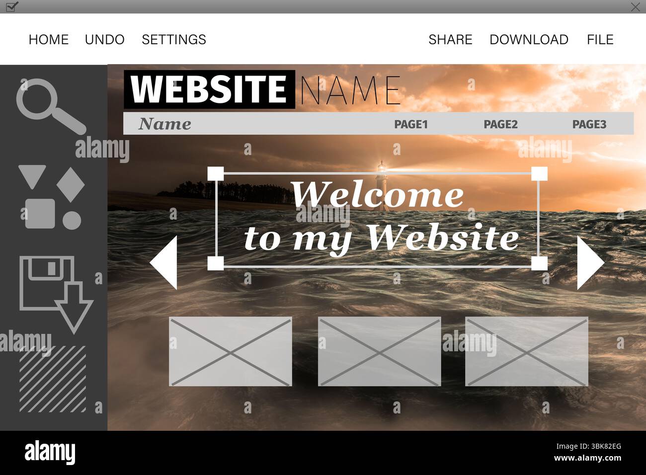 Image composite de l'interface du site Banque D'Images