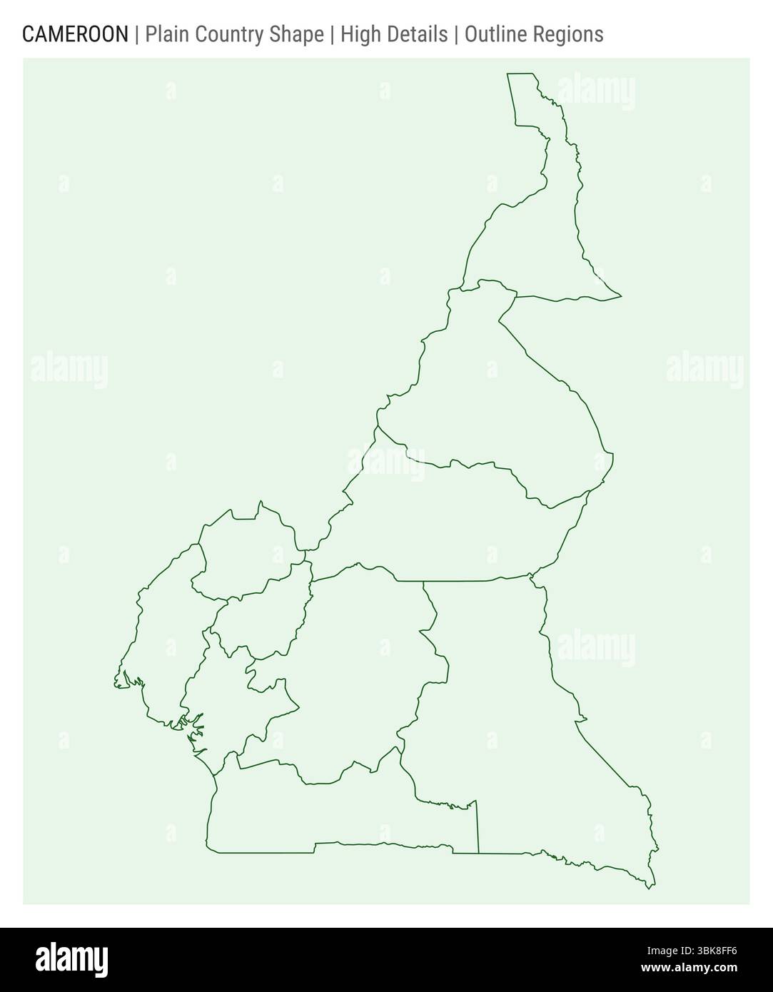 Carte du pays de la plaine du Cameroun. Détails élevés. Style des régions de contour. Forme du Cameroun. Illustration vectorielle. Illustration de Vecteur