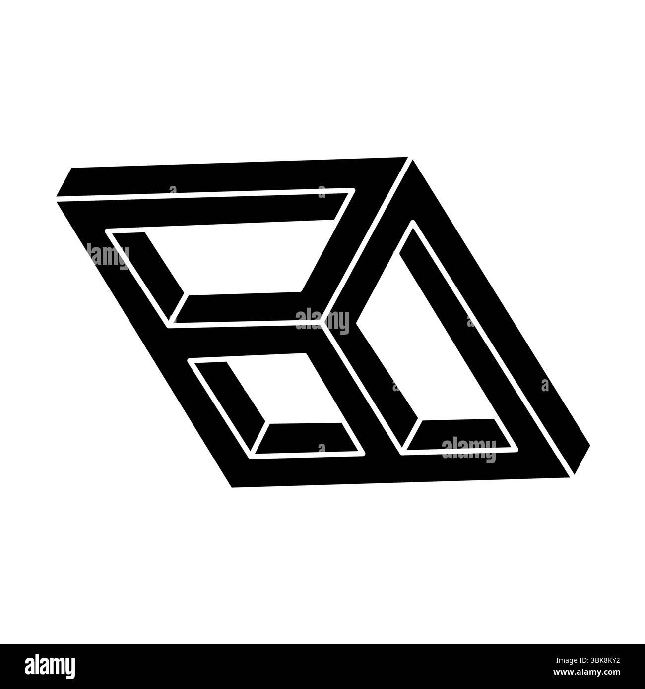 Forme impossible. Dispositif optique Géométrie sacrée. Figure d'illusion d'optique. Objet géométrique éternel abstrait. Illustration de Vecteur